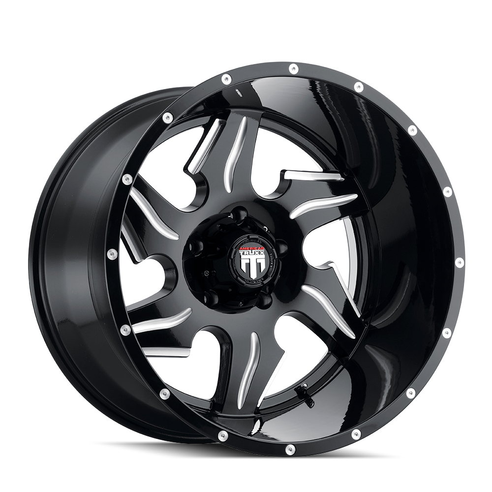 22x14 American Truxx Ninja Black/Milled Wheel 6x135 (-76mm)