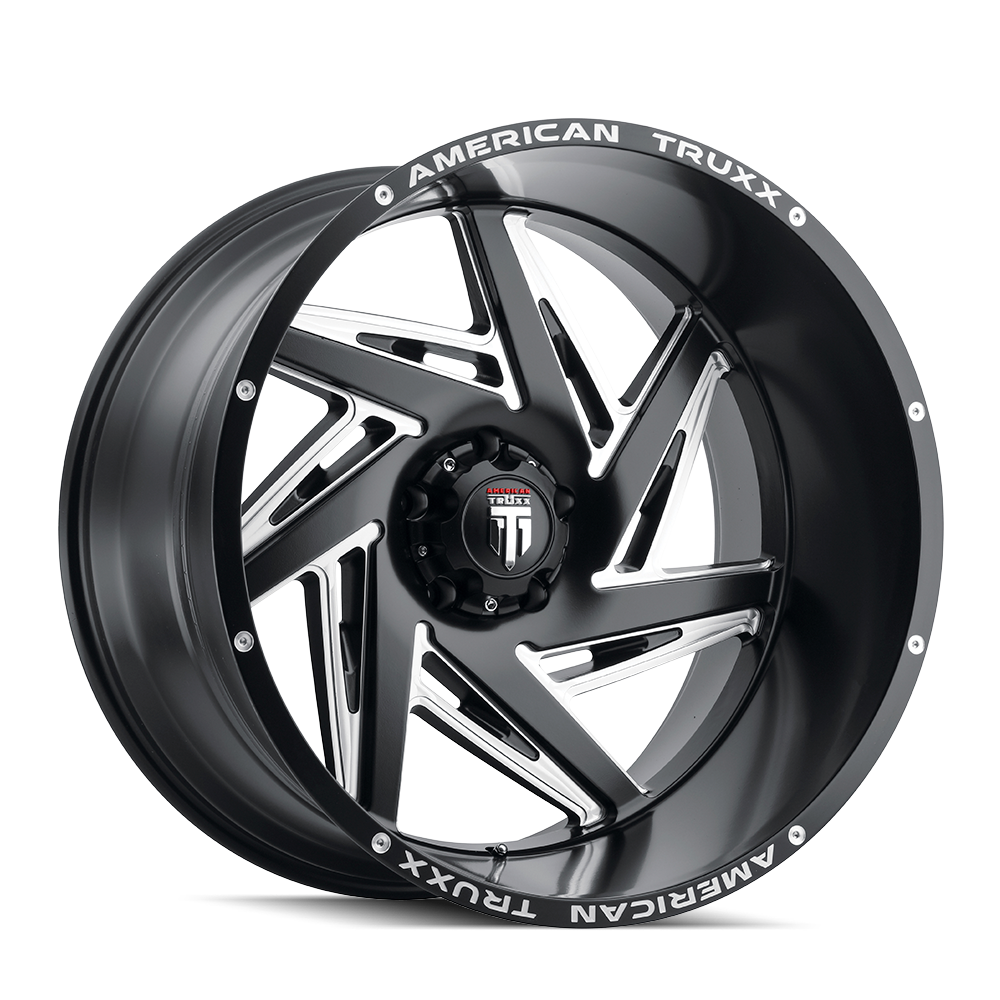 24x14 American Truxx SPIRAL Black/Milled Wheel 6x5.5 (-76mm)