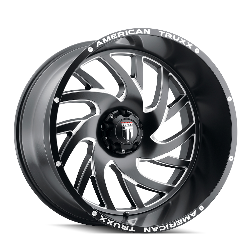 24x14 American Truxx XCLUSIVE Black/Milled Wheel 8x180 (-76mm)