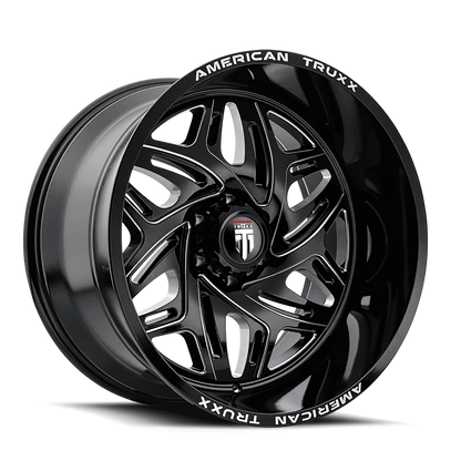 22x12 American Truxx AT1914 Euphoria Gloss Black Milled Wheel 6x135 (-44mm)