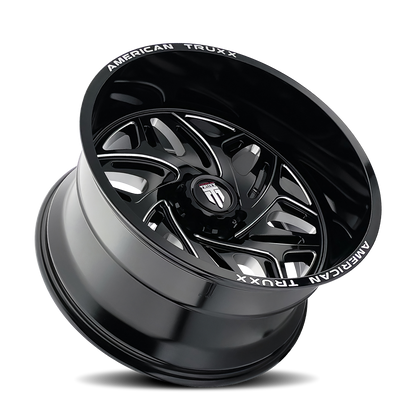 22x12 American Truxx AT1914 Euphoria Gloss Black Milled Wheel 6x135 (-44mm)