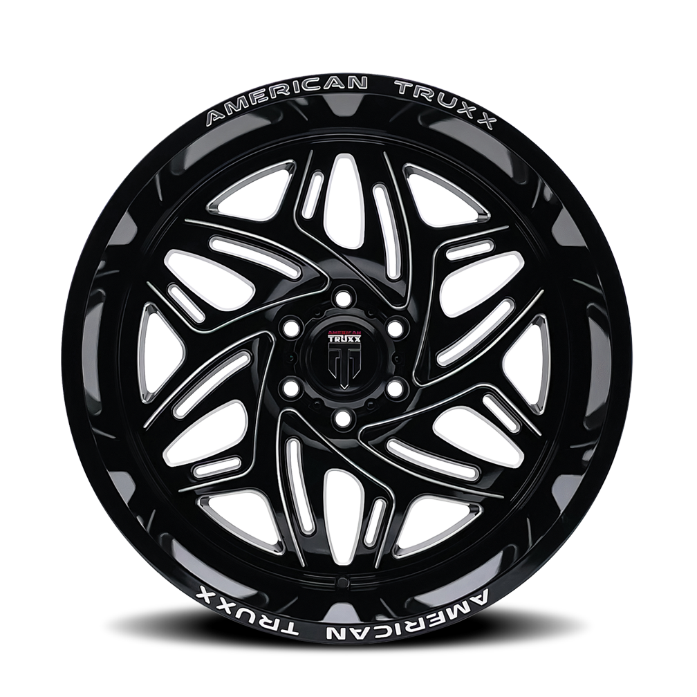 22x12 American Truxx AT1914 Euphoria Gloss Black Milled Wheel 6x135 (-44mm)