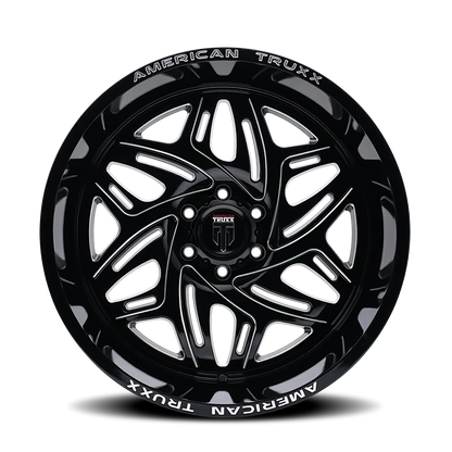 22x12 American Truxx AT1914 Euphoria Gloss Black Milled Wheel 6x135 (-44mm)