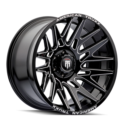 22x12 American Truxx AT1919 Evolution Gloss Black Milled Wheel 8x180 (-44mm)