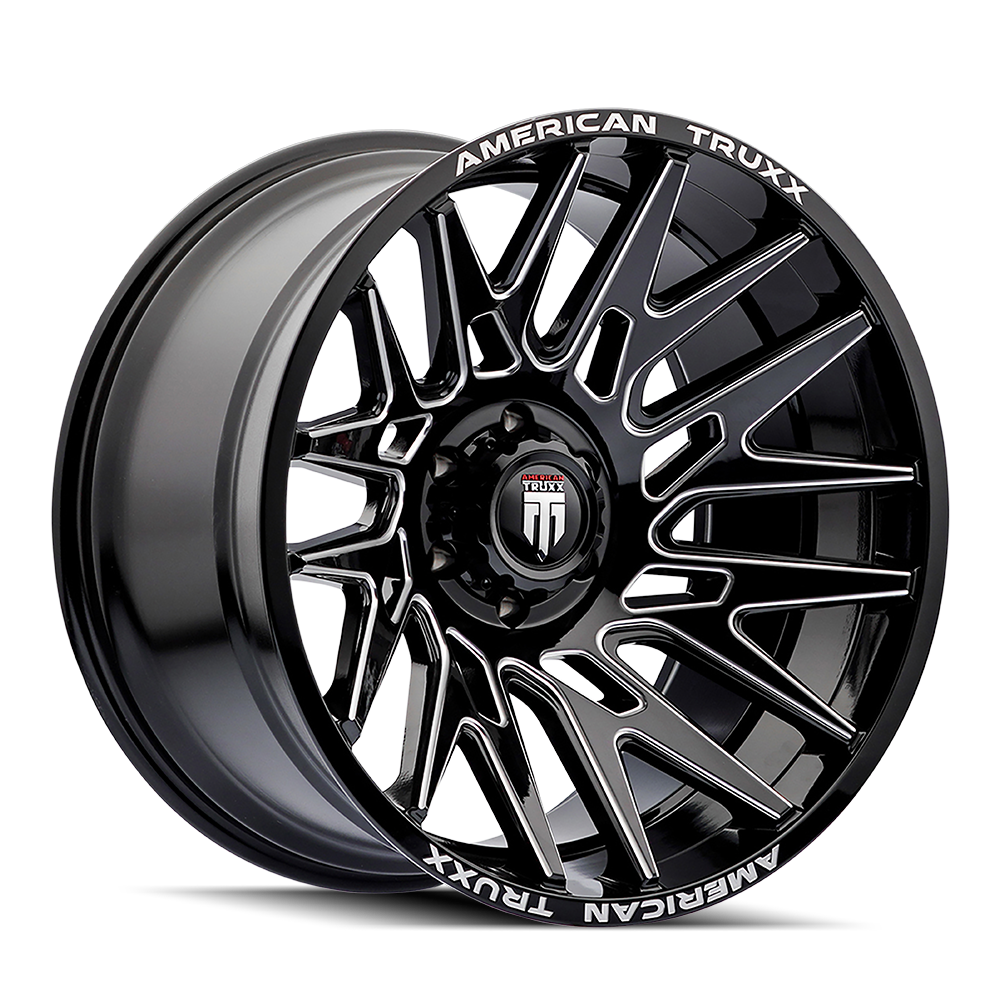 22x12 American Truxx AT1919 Evolution Gloss Black Milled Wheel 8x170 (-44mm)