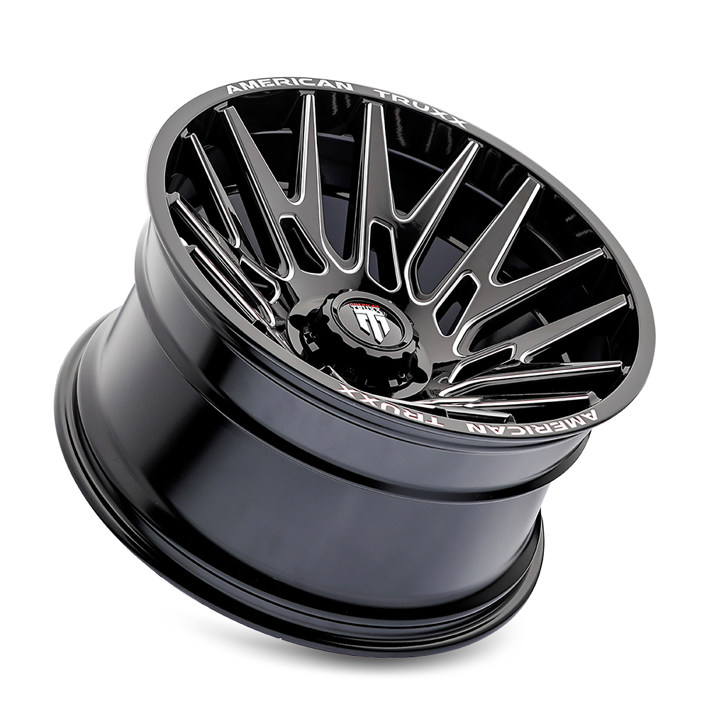 22x12 American Truxx AT1919 Evolution Gloss Black Milled Wheel 8x170 (-44mm)