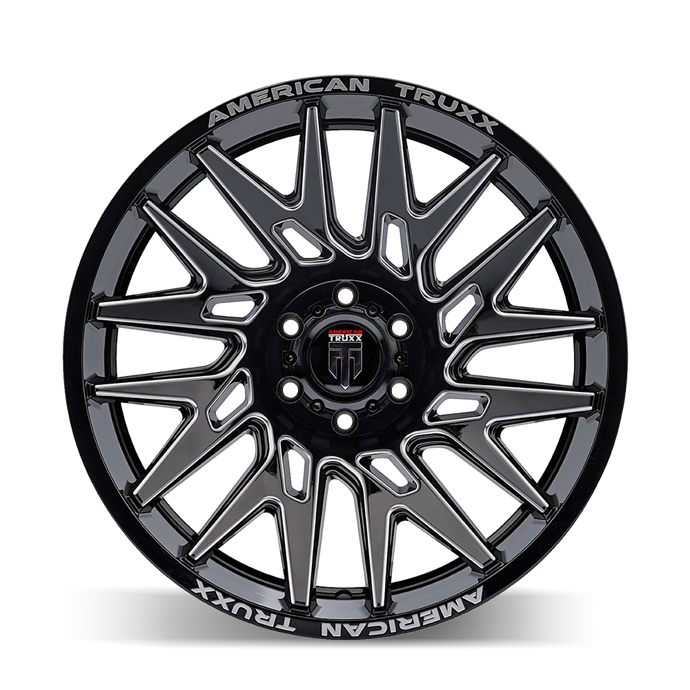 22x12 American Truxx AT1919 Evolution Gloss Black Milled Wheel 8x6.5 (-44mm)