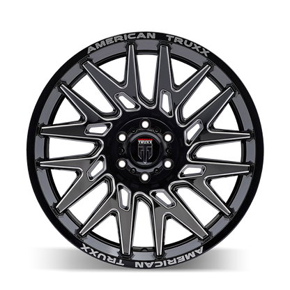 22x12 American Truxx AT1919 Evolution Gloss Black Milled Wheel 8x6.5 (-44mm)