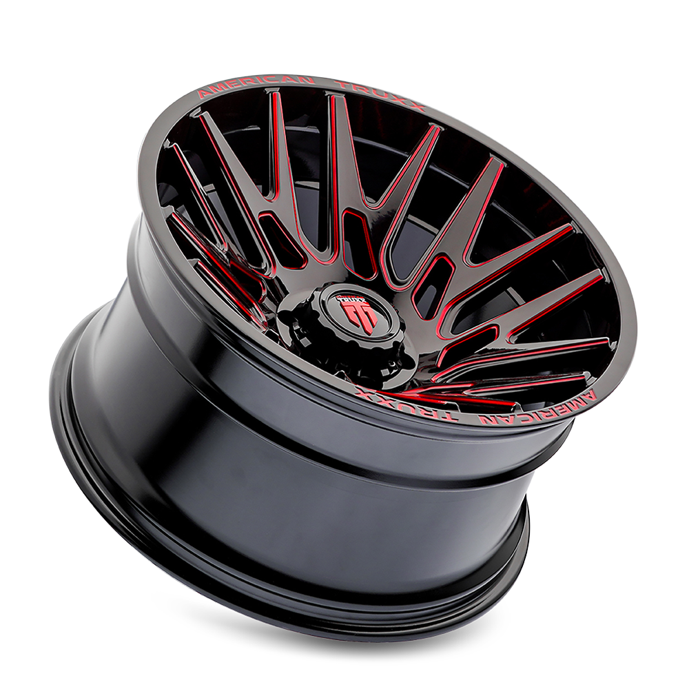 22x12 American Truxx AT1919 Evolution Gloss Black Prizm Red Wheel 8x180 (-44mm)