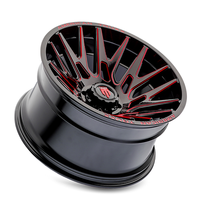 22x12 American Truxx AT1919 Evolution Gloss Black Prizm Red Wheel 8x180 (-44mm)