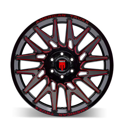 22x12 American Truxx AT1919 Evolution Gloss Black Prizm Red Wheel 8x180 (-44mm)