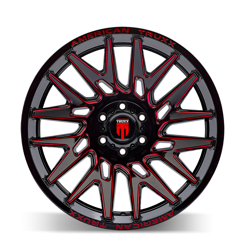 22x12 American Truxx AT1919 Evolution Gloss Black Prizm Red Wheel 8x180 (-44mm)