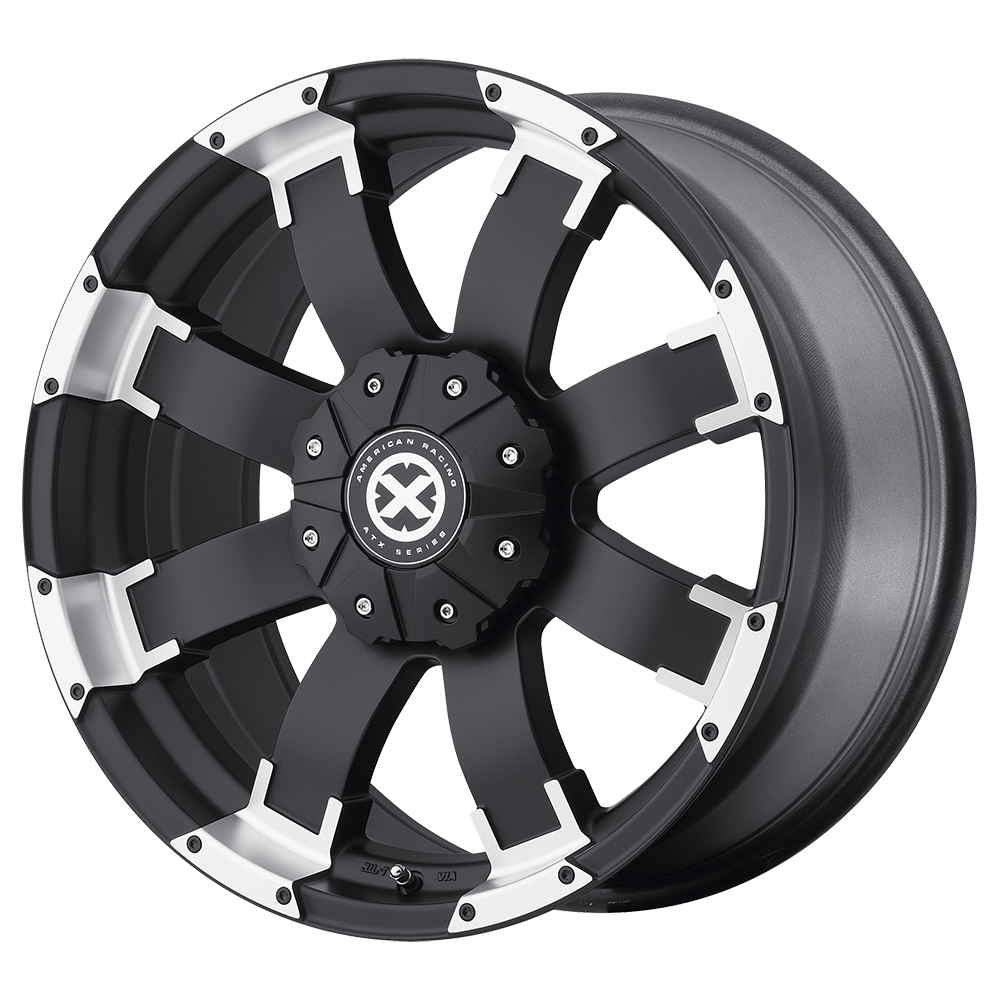 18x9 ATX Series AX191 SHACKLE Satin Blk W/ Machined Face Wheel 5x4.5/5x5 (20mm)