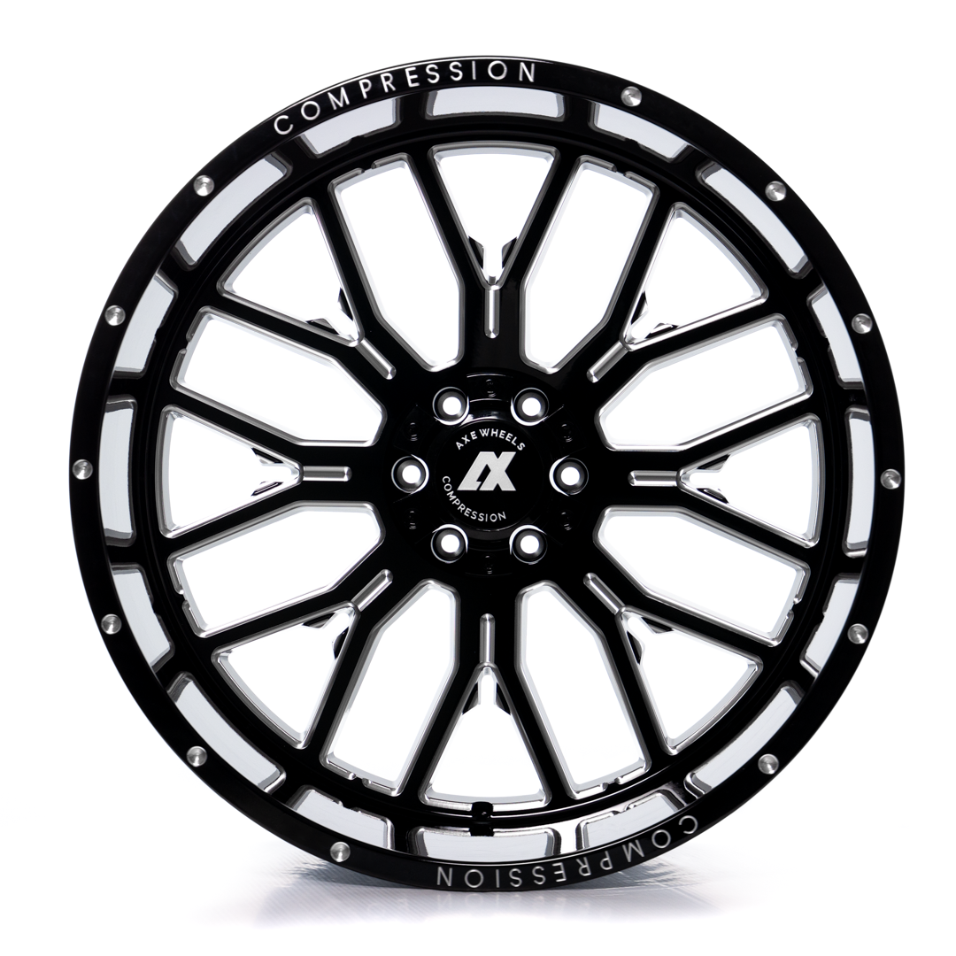 26x14 Axe AX6.0 Gloss Black Milled Wheel 5x5/5x5.5 (-76mm)