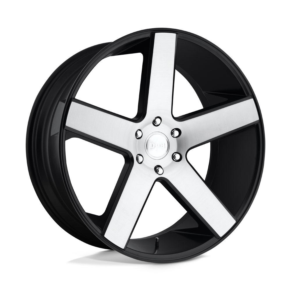 24x10 DUB S217 BALLER GLOSS BLACK BRUSHED Wheel 6x5.5 (19mm)