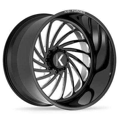 24x14 KG1 KF023 Bender Black Milled RIGHT DIRECTIONAL FORGED Wheel 6x5.5 (-76mm)