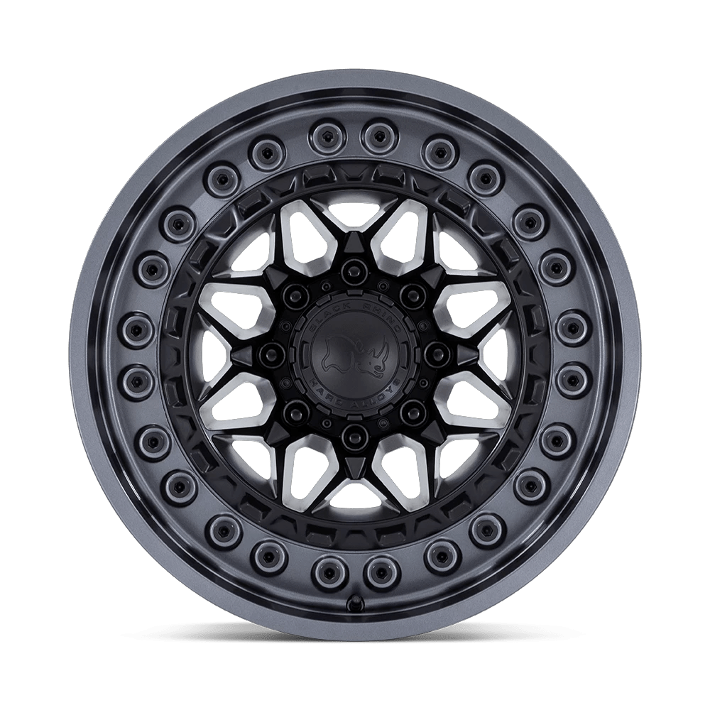 18x9 Black Rhino Alpha Matte Black With Gunmetal Lip Wheel 8x6.5 (0mm)