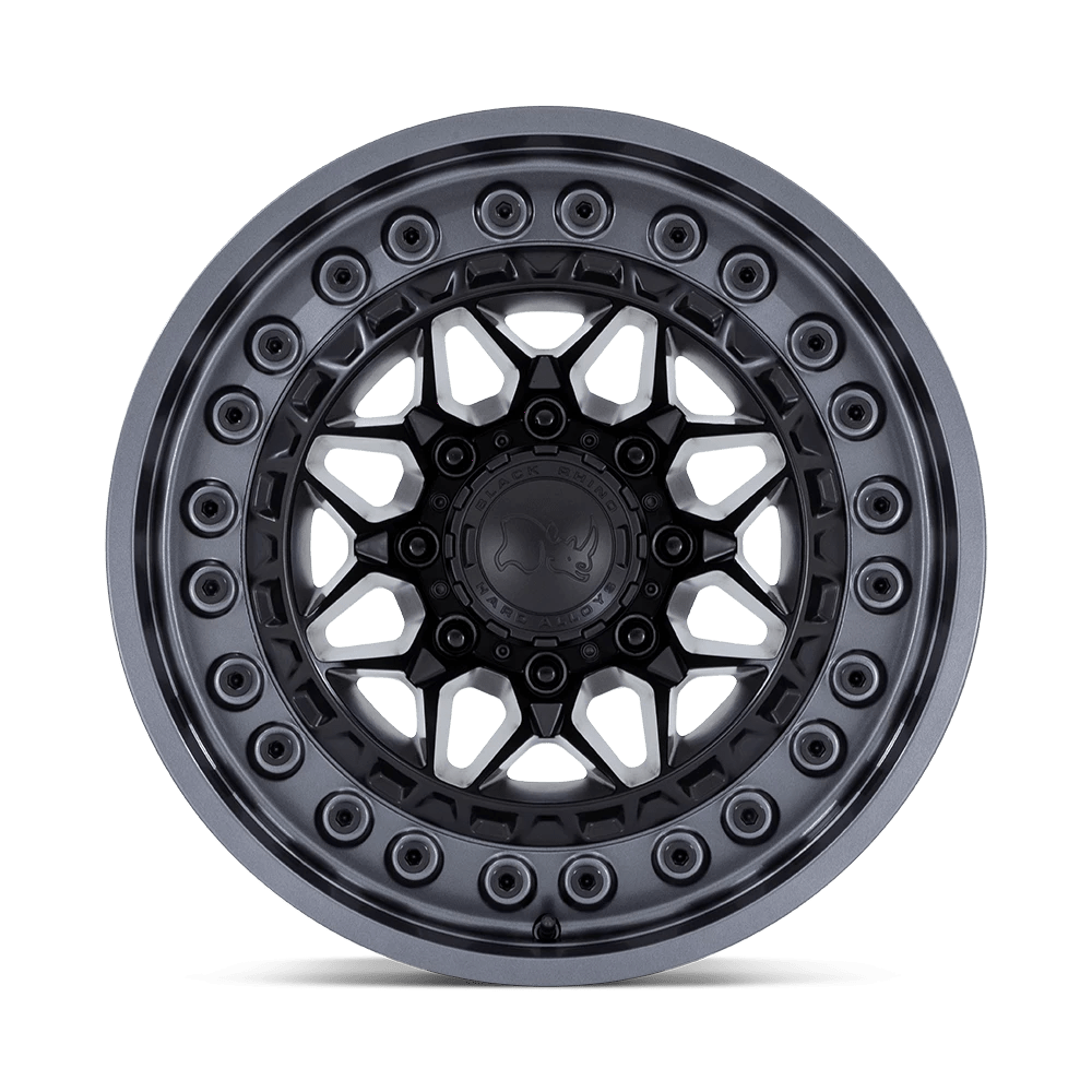 17x9 Black Rhino Alpha Matte Black With Gunmetal Lip Wheel 5x5 (-12mm)