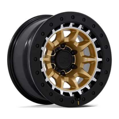 17x8.5 Black Rhino BR016 Tusk Matte Gold W/ Machined Ring Wheel 5x5.5 (-10mm)