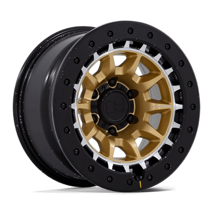 17x8.5 Black Rhino BR016 Tusk Matte Gold W/ Machined Ring Wheel 5x5.5 (0mm)