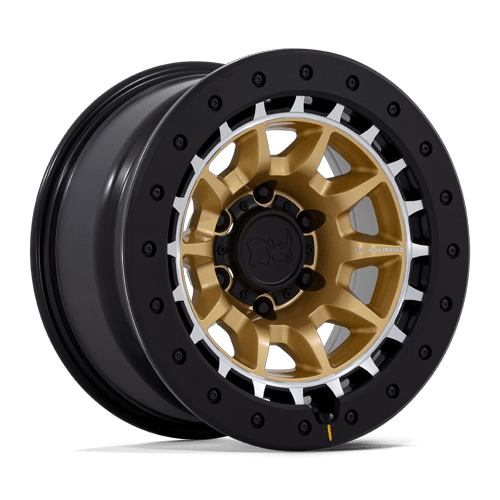 17x8.5 Black Rhino BR016 Tusk Matte Gold W/ Machined Ring Wheel 6x135 (-10mm)