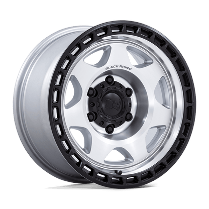 17x8.5 Black Rhino BR018 Voyager Silver Mach Matte Black Wheel 6x120 (0mm)