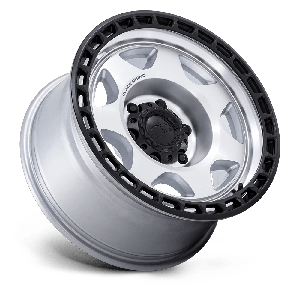 17x8.5 Black Rhino BR018 Voyager Silver Machined W/ Black Lip Wheel 5x5 (0mm)