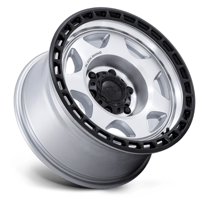 17x8.5 Black Rhino BR018 Voyager Silver Machined W/ Black Lip Wheel 5x5 (0mm)