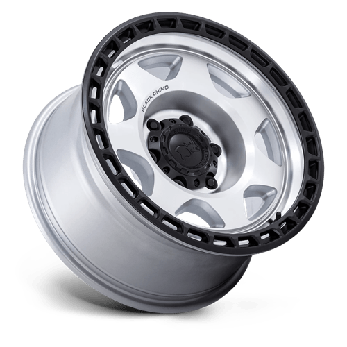 17x8.5 Black Rhino BR018 Voyager Silver Mach Matte Black Wheel 6x135 (-10mm)