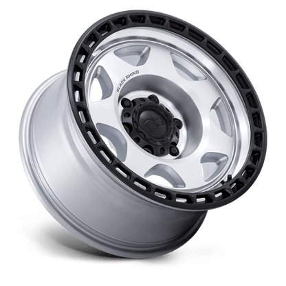 17x8.5 Black Rhino BR018 Voyager Silver Mach Matte Black Wheel 6x135 (-10mm)