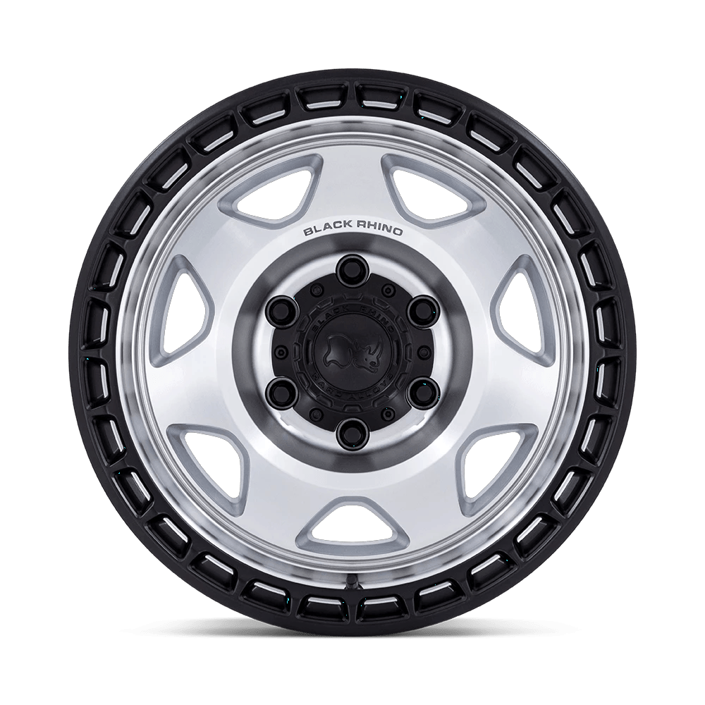 17x8.5 Black Rhino BR018 Voyager Silver Machined Black Lip Wheel 5x5 (-10mm)