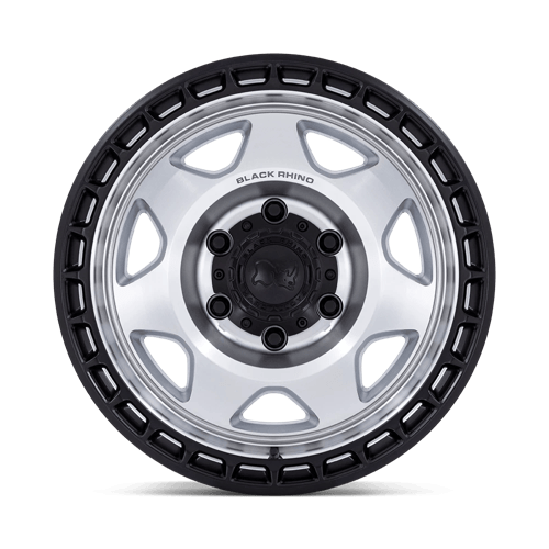 17x8.5 Black Rhino BR018 Voyager Silver Mach Matte Black Wheel 6x4.5 (0mm)