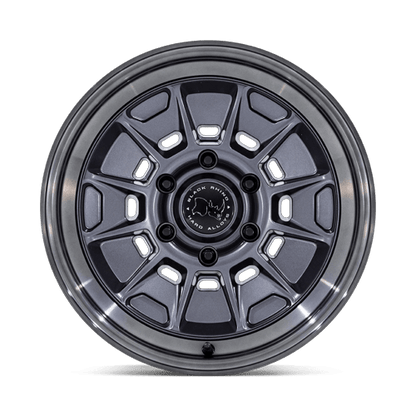 18x9 Black Rhino BR021 Mondo Matte Gunmetal W/ Gloss Gray Lip Wheel 6x5.5 (12mm)