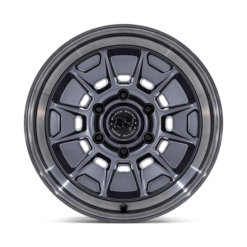 18x9 Black Rhino BR021 Mondo Matte Gunmetal W/ Gloss Gray Lip Wheel 6x5.5 (12mm)