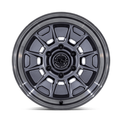 18x9 Black Rhino BR021 Mondo Matte Gunmetal W/ Gloss Gray Lip Wheel 6x5.5 (12mm)