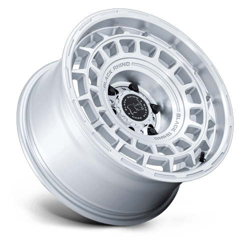 17x8.5 Black Rhino BR024 Awol Silver W/ Machined Face Wheel 6x5.5 (25mm)