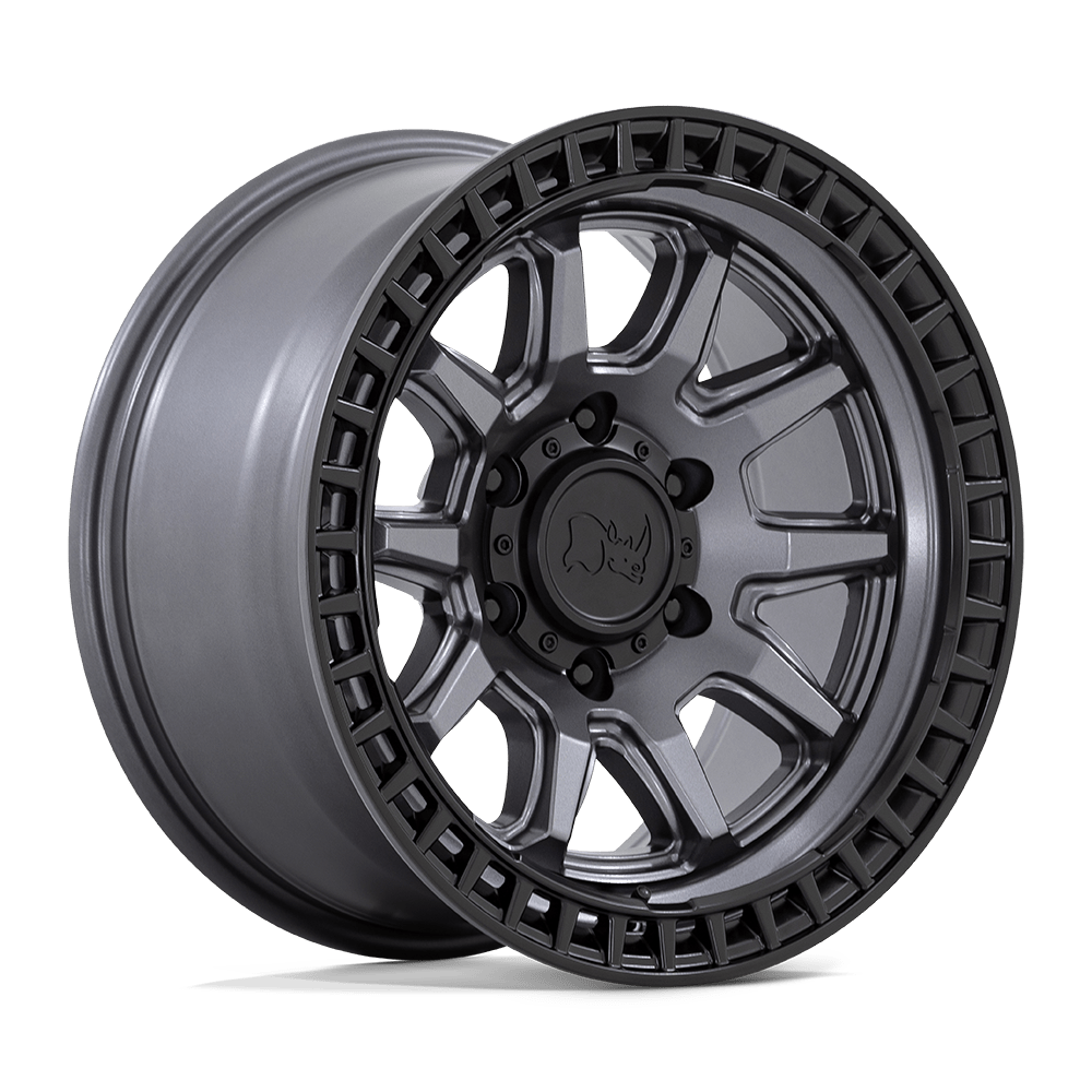 17x8.5 Black Rhino Calico Matte Gunmetal With Matte Black Lip Wheel 5x5 (0mm)