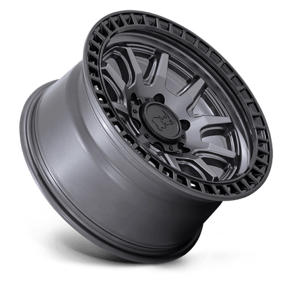17x8.5 Black Rhino Calico Matte Gunmetal With Matte Black Lip Wheel 5x5 (34mm)