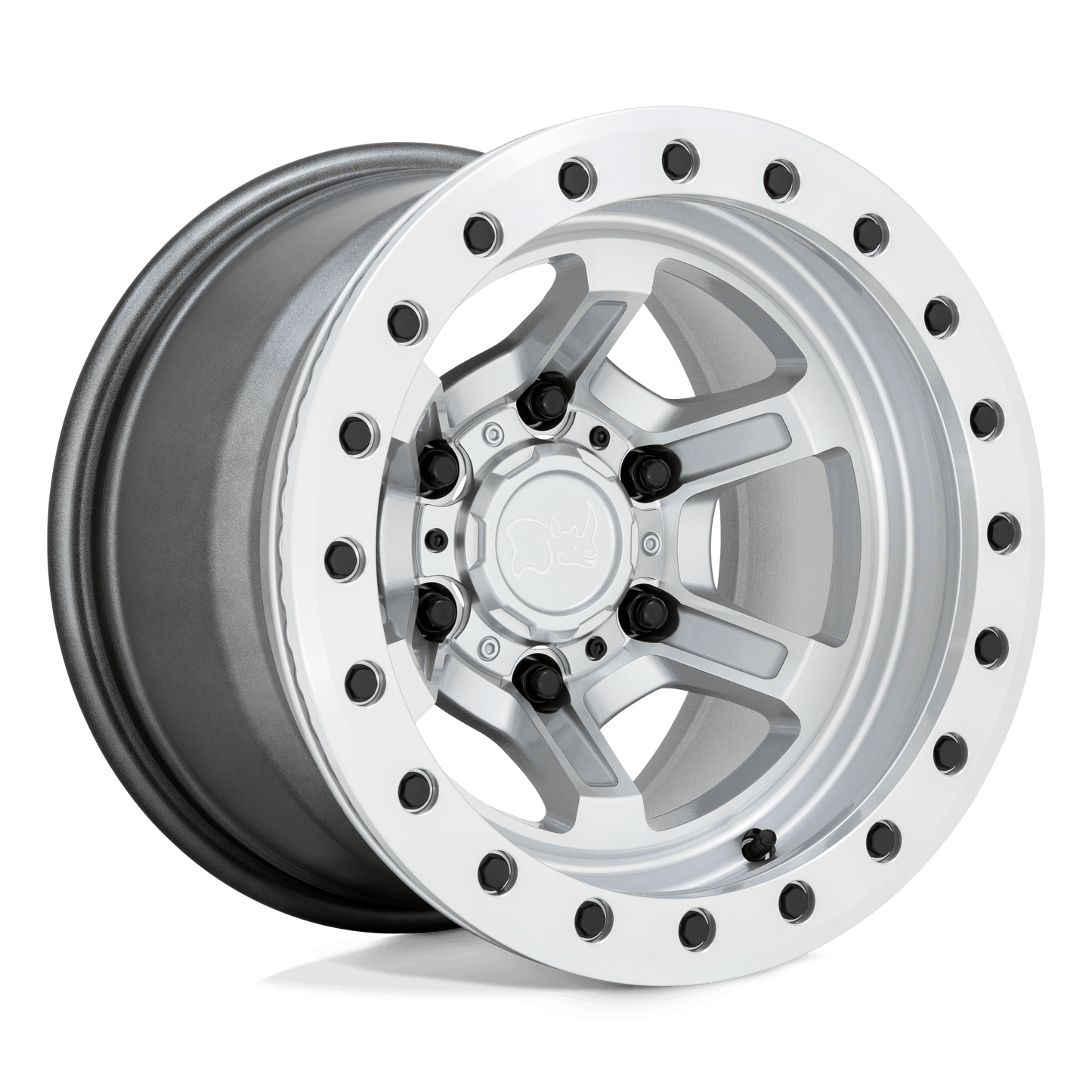 15x10 Black Rhino Offshoot BEADLOCK Gloss Silver Mach Face Wheel 6x5.5 (-38mm)