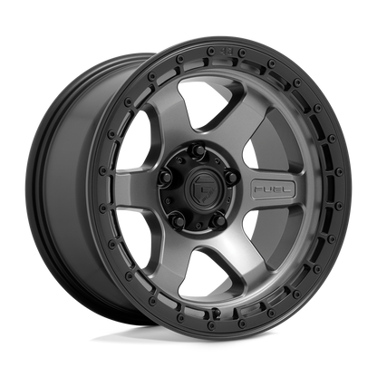 18x9 Fuel D752 BLOCK Matte Gunmetal With Black Ring Wheel 6x135 (20mm)