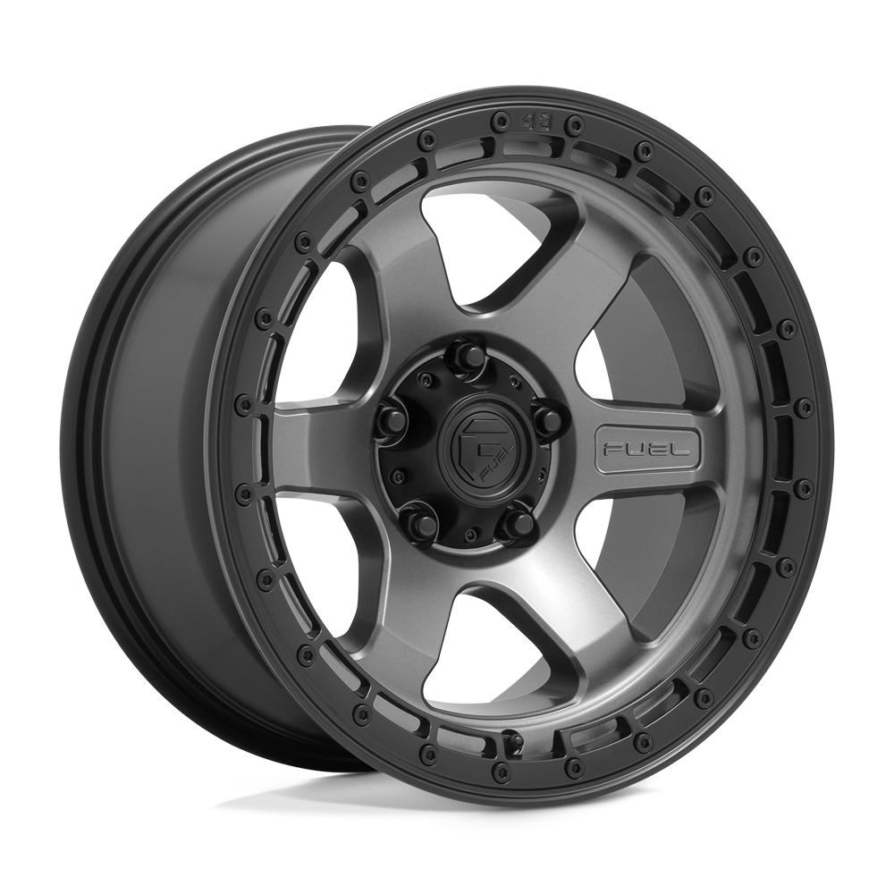 18x9 Fuel D752 BLOCK Matte Gunmetal W/ Black Ring Wheel 6x5.5 (1mm)