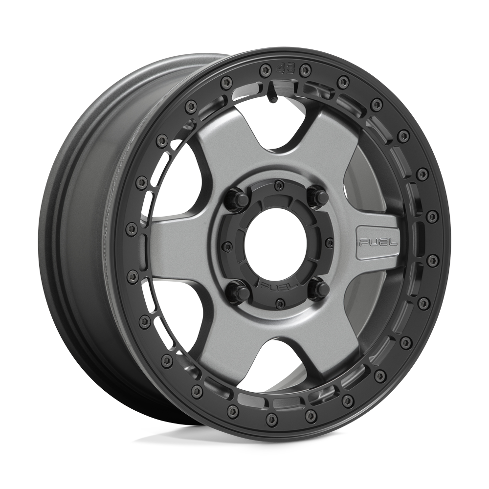 15x6 Fuel UTV D923 Block Matte Gunmetal Black Ring BEADLOCK Wheel 4x156 (38mm)