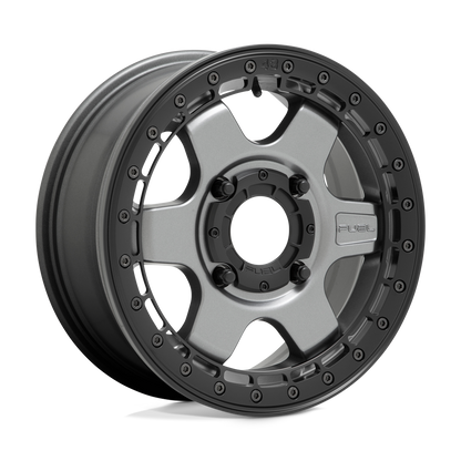 15x6 Fuel UTV D923 Block Matte Gunmetal Black Ring BEADLOCK Wheel 4x156 (38mm)
