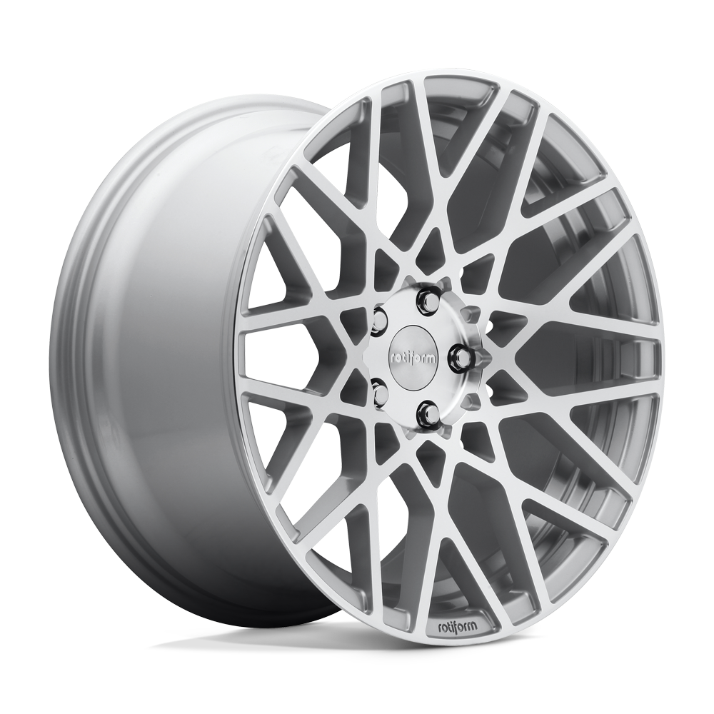 18x8.5 Rotiform R110 BLQ GLOSS SILVER MACHINED Wheel 5x112 (45mm)