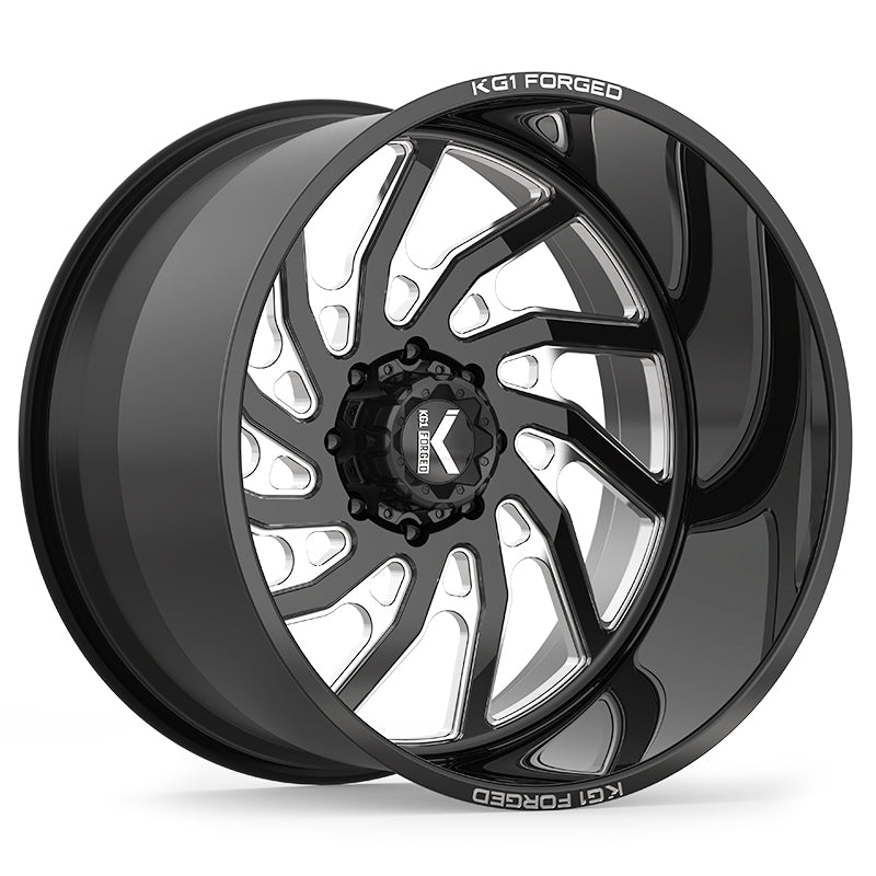 22x12 KG1 Forged KF006 Bounty Gloss Black Milled FORGED Wheel 5x150 (-44mm)