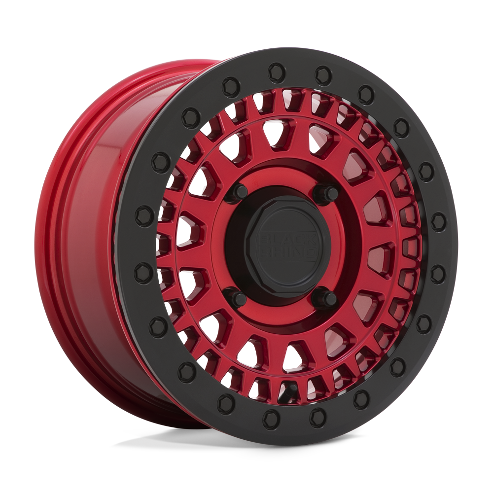 14x7 Black Rhino Parker UTV Beadlock Candy Red W/Black Ring Wheel 4x137 (51mm)