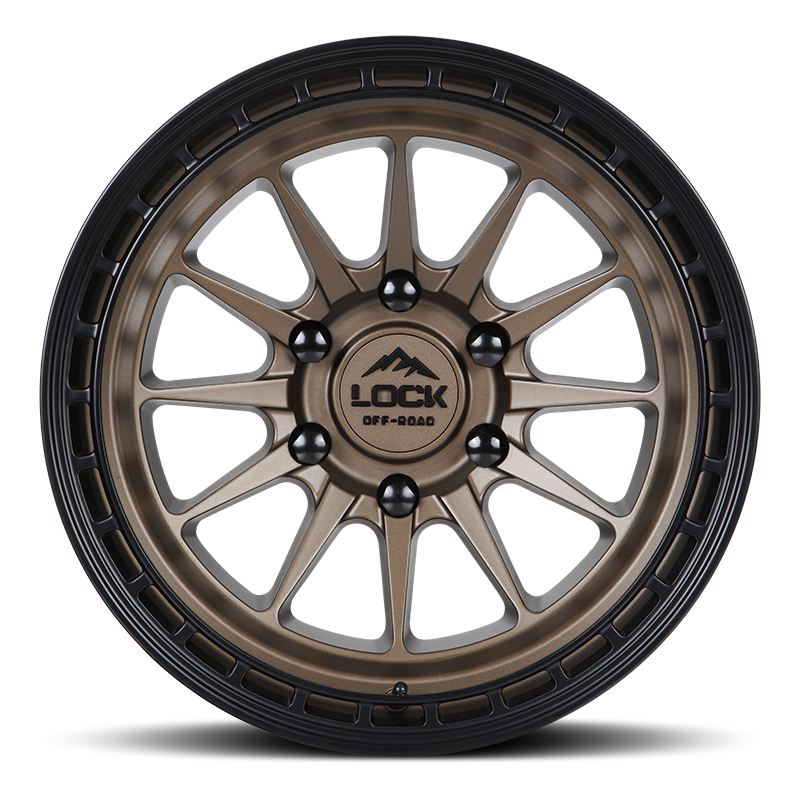 17x9 Lock Baja Matte Desert Bronze W/ Matte Black Ring Wheel 5x5 (-12mm)