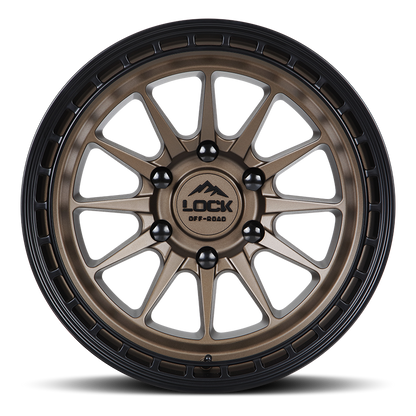 17x9 Lock Baja Matte Desert Bronze W/ Matte Black Ring Wheel 5x5 (-12mm)