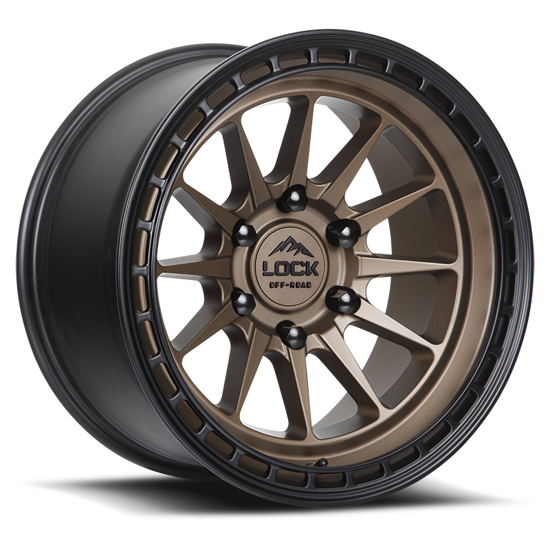 17x9 Lock Baja Matte Desert Bronze W/ Matte Black Ring Wheel 5x5 (-12mm)