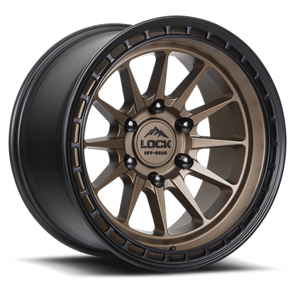 17x9 Lock Baja Matte Desert Bronze W/ Matte Black Ring Wheel 5x5 (-12mm)